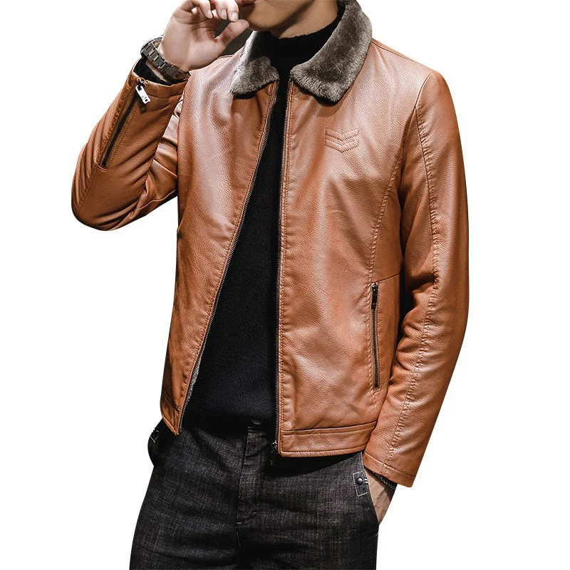 Herren Elegante Lederjacke mit warmem Futter Nord Taschen
