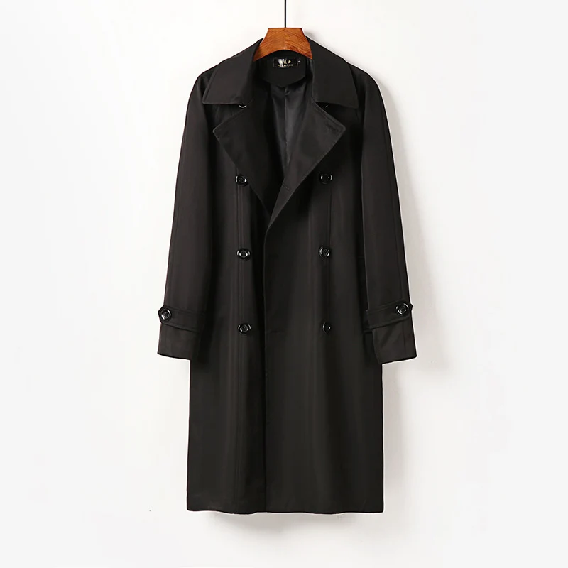 Herren Wasserabweisender Doppelreihiger Trenchcoat mit breitem Revers und knieumspielender Länge Nord Taschen