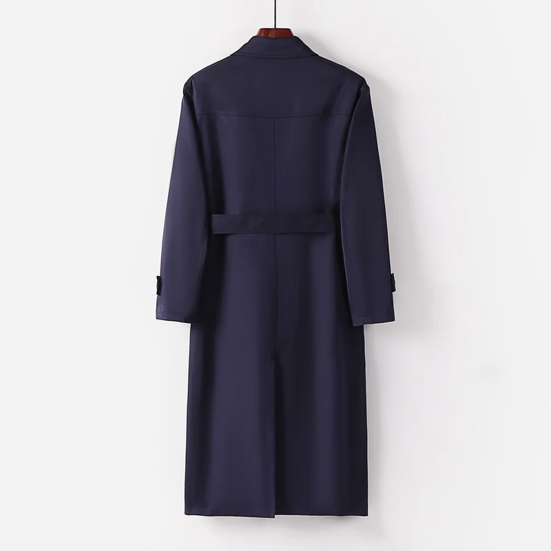 Herren Wasserabweisender Doppelreihiger Trenchcoat mit Bindegürtel und Cape-Detail Nord Taschen