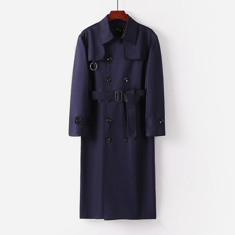 Herren Wasserabweisender Doppelreihiger Trenchcoat mit Bindegürtel und Cape-Detail Nord Taschen