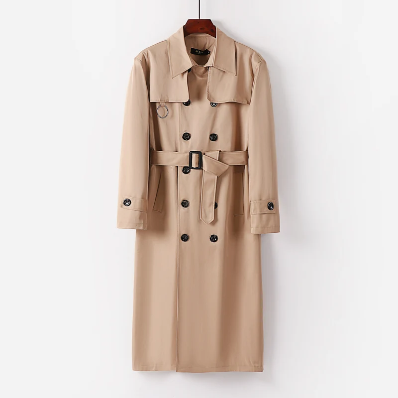 Herren Wasserabweisender Doppelreihiger Trenchcoat mit Bindegürtel und Cape-Detail Nord Taschen