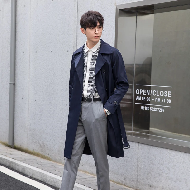 Herren Trenchcoat mit Doppelreiher und tailliertem Schnitt Nord Taschen
