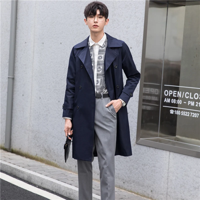 Herren Trenchcoat mit Doppelreiher und tailliertem Schnitt Nord Taschen