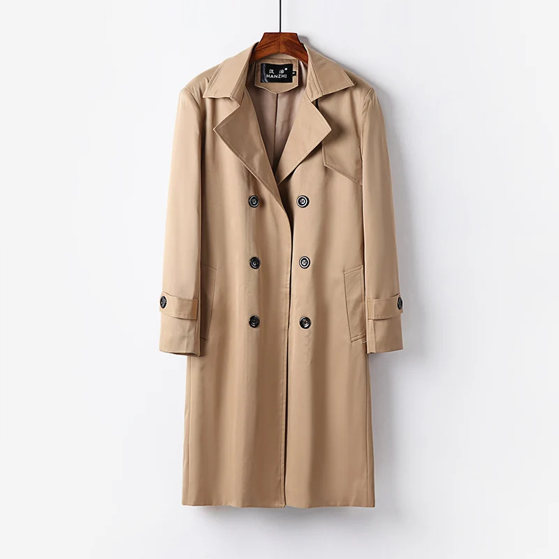 Herren Trenchcoat-Mantel mit doppelter Knopfleiste Taillengürtel und klassischem Revers Nord Taschen
