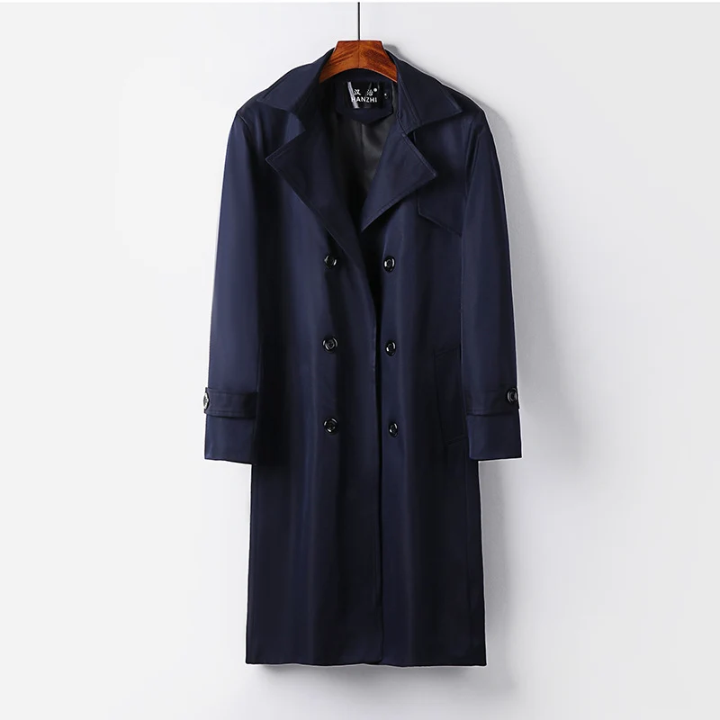 Herren Trenchcoat-Mantel mit doppelter Knopfleiste Taillengürtel und klassischem Revers Nord Taschen