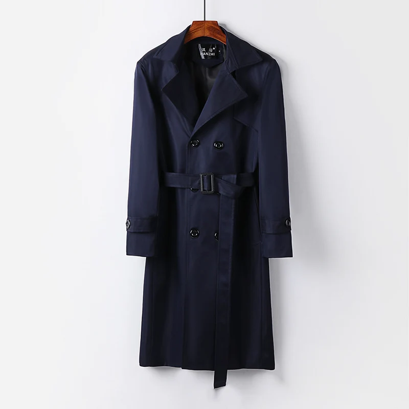 Herren Trenchcoat-Mantel mit doppelter Knopfleiste Taillengürtel und klassischem Revers Nord Taschen