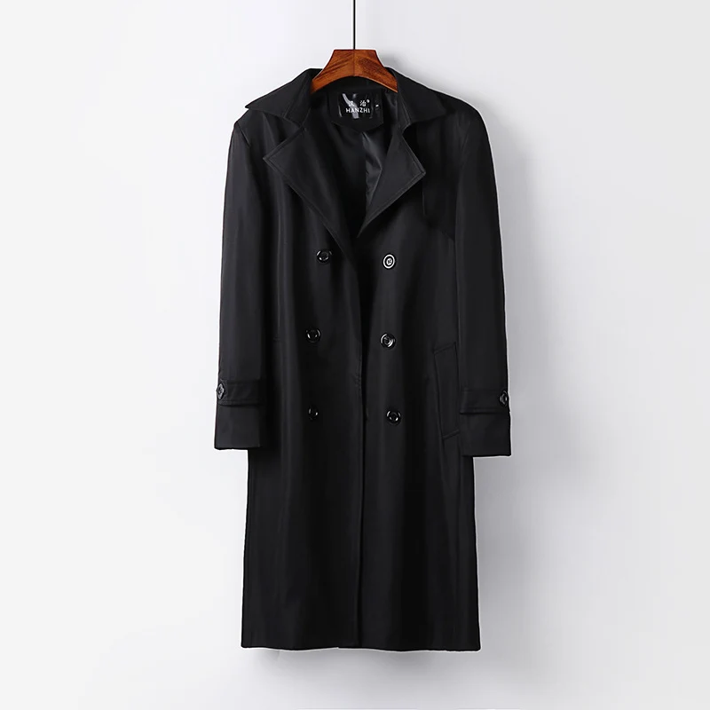 Herren Trenchcoat-Mantel mit doppelter Knopfleiste Taillengürtel und klassischem Revers Nord Taschen