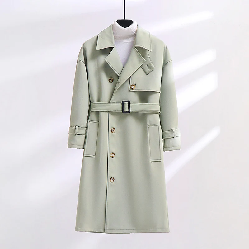 Herren Trenchcoat im modernen Wollmix mit Taillengürtel, Schalkragen und aufgesetzten Taschen Nord Taschen