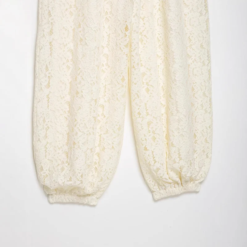 Damen Weite Spitzenhose im Haremstil mit elastischem Bund Nord Taschen