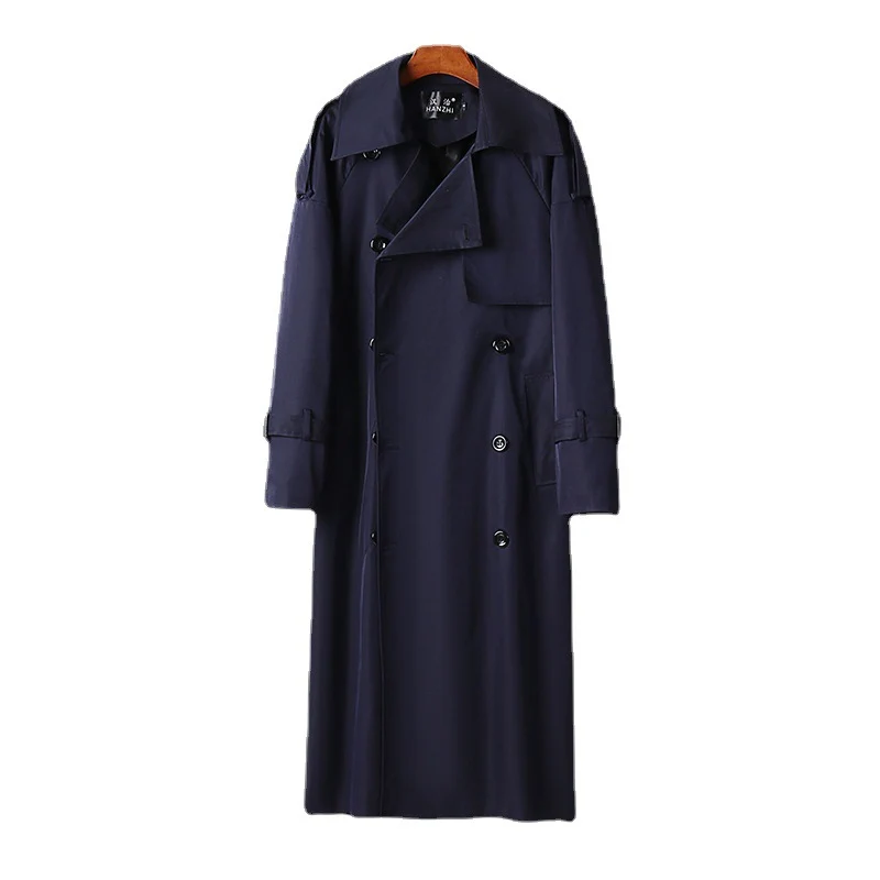 Herren Langer Doppelreihiger Trenchcoat mit Taillengürtel, Epauletten und klassischem Schalkragen Nord Taschen