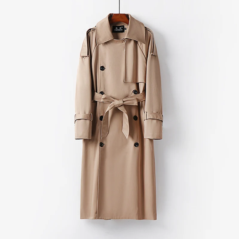 Herren Langer Doppelreihiger Trenchcoat mit Taillengürtel, Epauletten und klassischem Schalkragen Nord Taschen