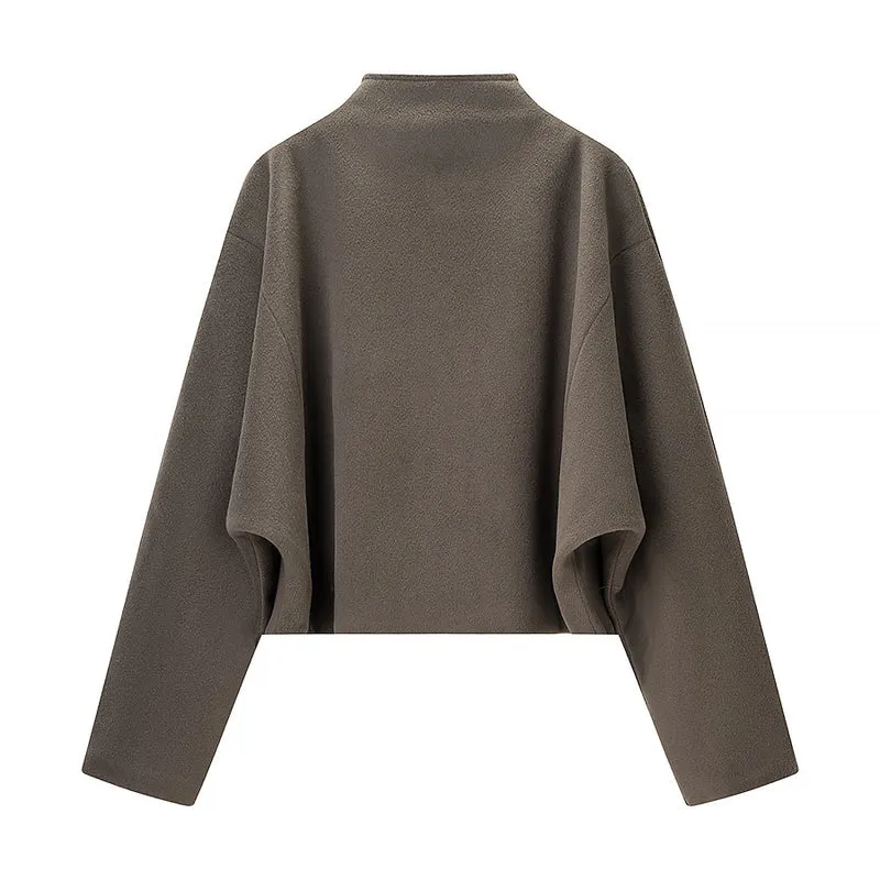 Damen kurz geschnittene Fleecejacke mit Stehkragen und durchgehendem Reißverschluss Nord Taschen