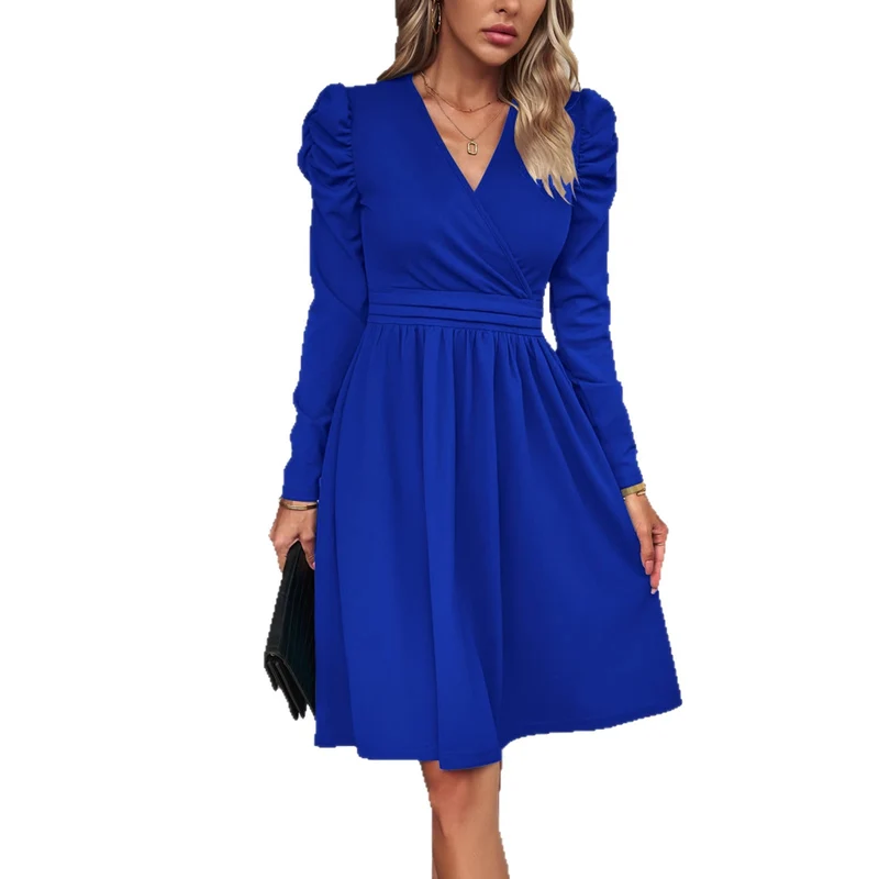 Damen Elegantes Wickelkleid mit Puffärmeln Nord Taschen 1788131704