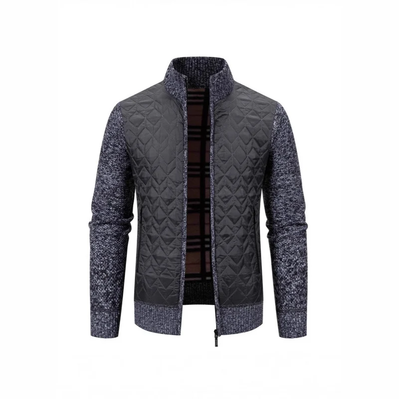 Herren Steppjacke mit hohem Kragen und eleganter Strickästhetik Nord Taschen