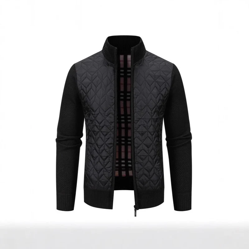 Herren Steppjacke mit hohem Kragen und eleganter Strickästhetik Nord Taschen