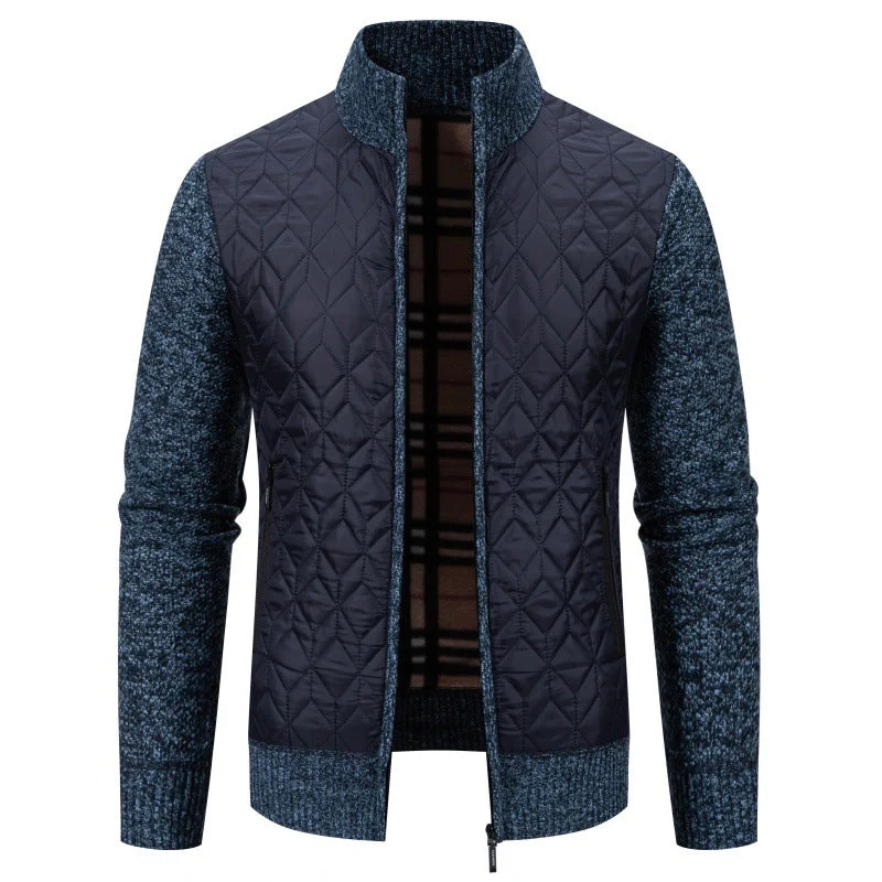 Herren Steppjacke mit hohem Kragen und eleganter Strickästhetik Nord Taschen