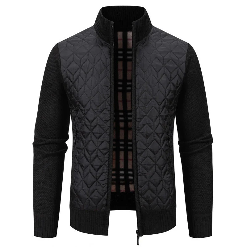 Herren Steppjacke mit hohem Kragen und eleganter Strickästhetik Nord Taschen