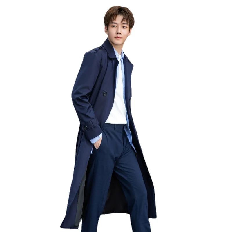 Herren Taillierter Trenchcoat aus wasserabweisendem Twill mit doppelreihiger Knopfleiste Nord Taschen