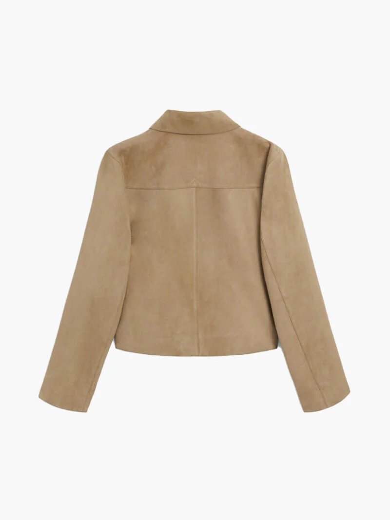 Wildlederjacke Klassische Kurzjacke mit Taschen