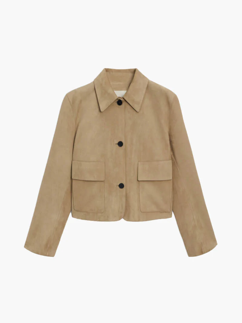 Wildlederjacke Klassische Kurzjacke mit Taschen