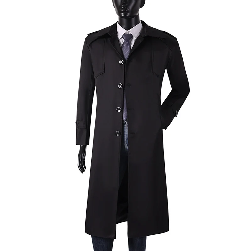 Herren Lang geschnittener Trenchcoat mit klassischem Revers und wasserabweisendem Finish Nord Taschen