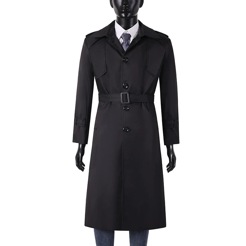 Herren Lang geschnittener Trenchcoat mit klassischem Revers und wasserabweisendem Finish Nord Taschen