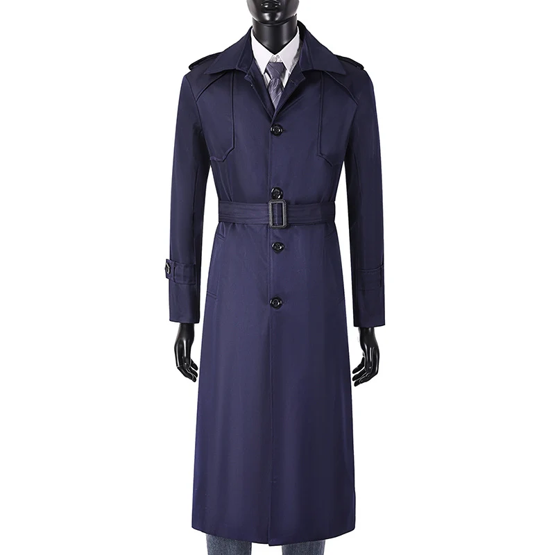 Herren Lang geschnittener Trenchcoat mit klassischem Revers und wasserabweisendem Finish Nord Taschen