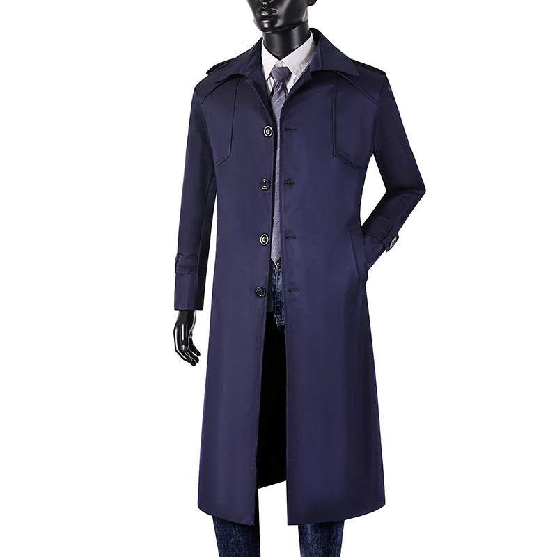 Herren Lang geschnittener Trenchcoat mit klassischem Revers und wasserabweisendem Finish Nord Taschen