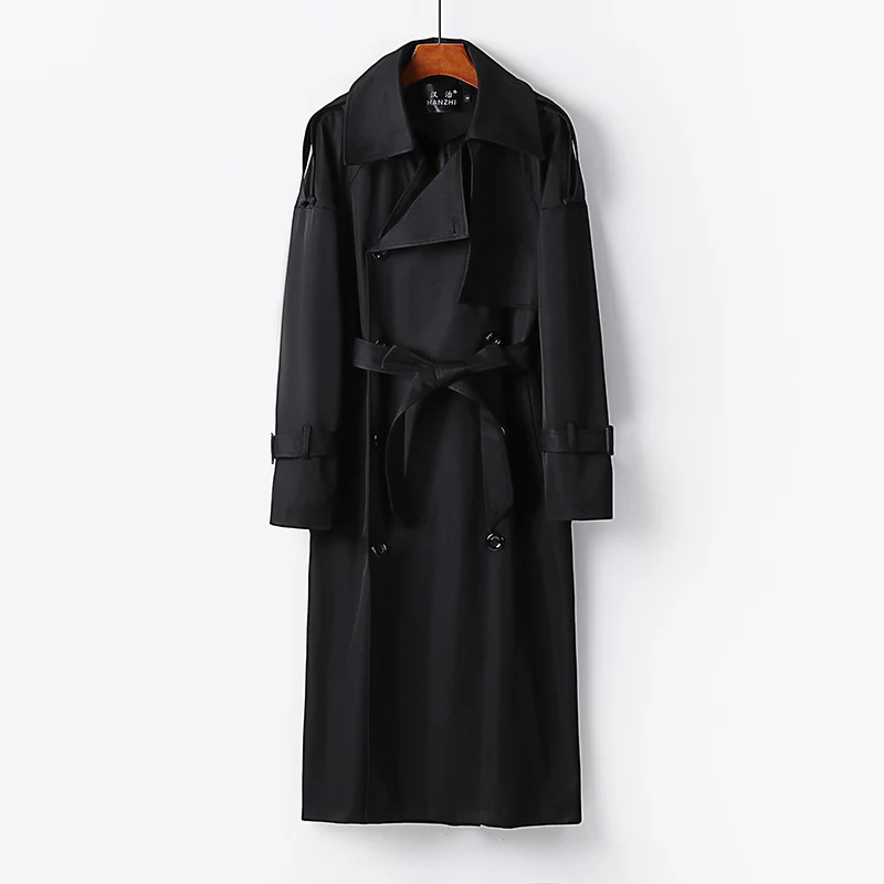 Herren Lang geschnittener Trenchcoat mit doppelter Knopfleiste und Sturmklappe Nord Taschen