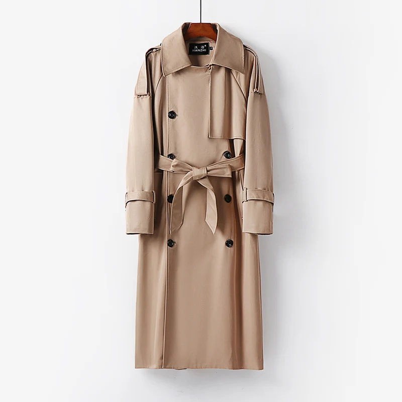 Herren Lang geschnittener Trenchcoat mit doppelter Knopfleiste und Sturmklappe Nord Taschen