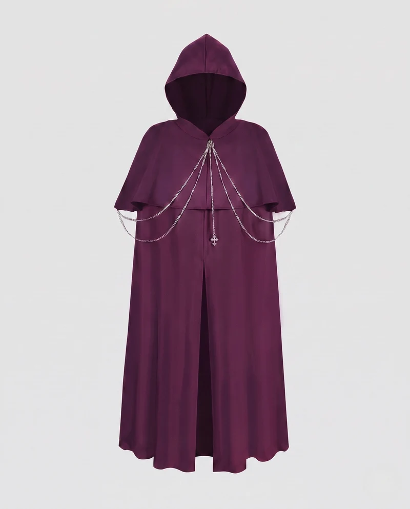Damen eleganter Zauberumhang mit Kapuze und dekorativen Kettenakzenten Nord Taschen