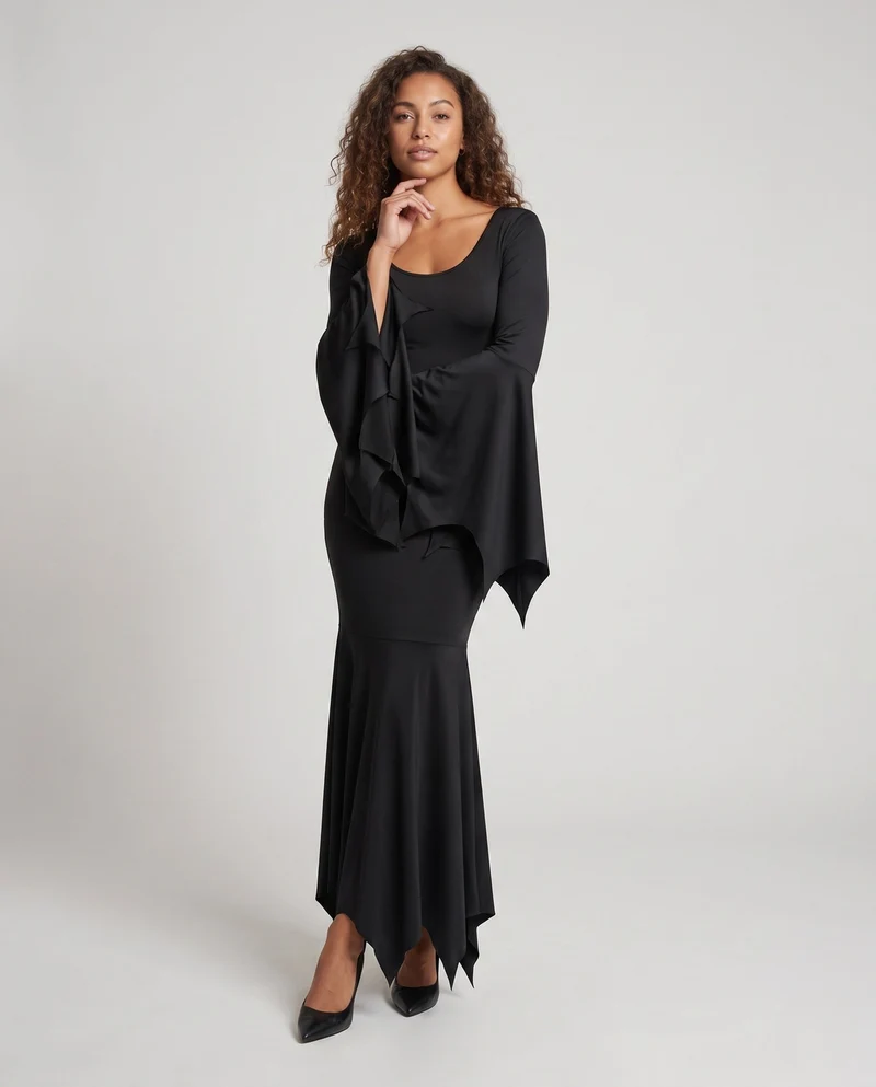 Damen elegantes Kleid mit schwingenden Ärmeln und flottem Schnitt Nord Taschen