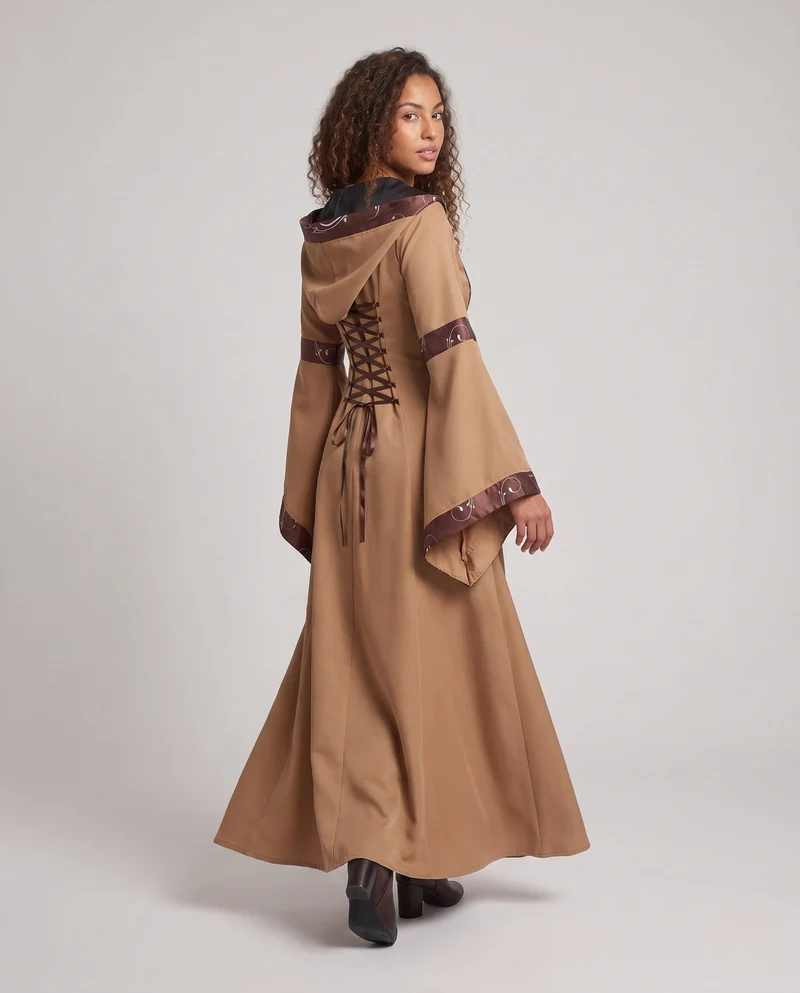 Damen elegantes Maxi-Kleid mit weitem Ärmel und Spitzenverzierungen Nord Taschen