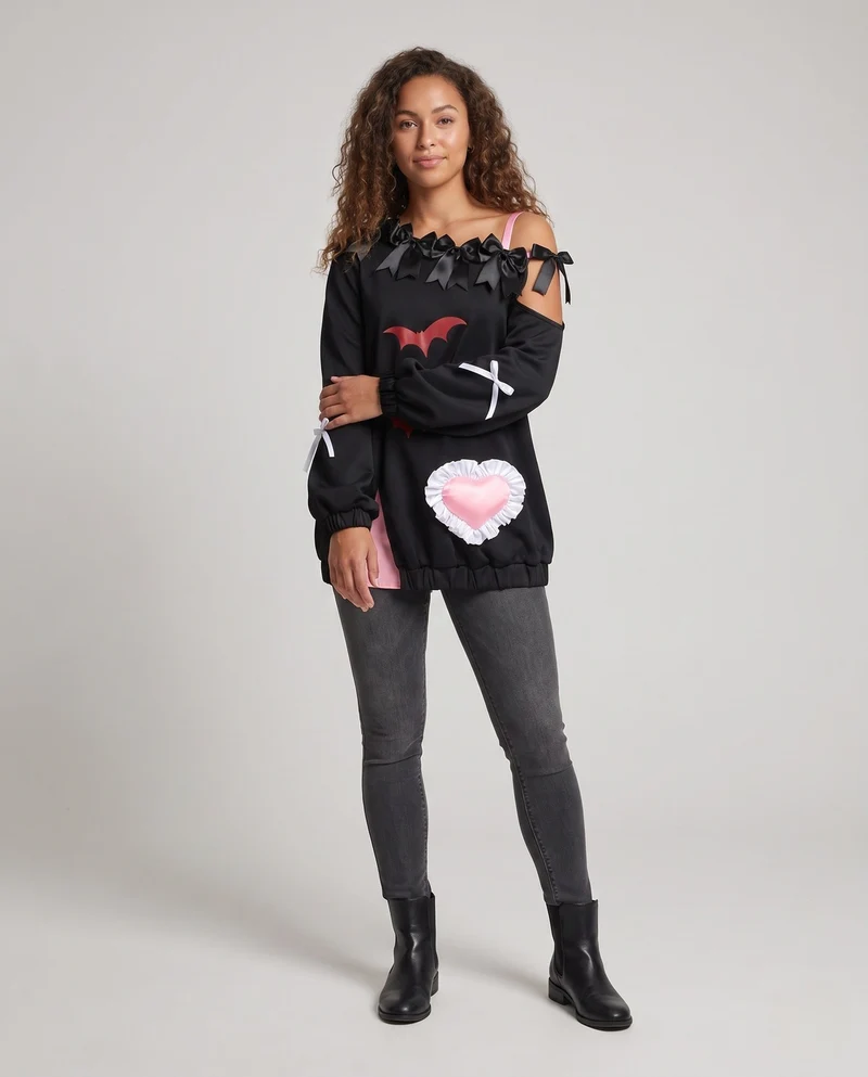Damen Halloween-Kostümset mit schickem Oberteil, Rock und Accessoires Nord Taschen