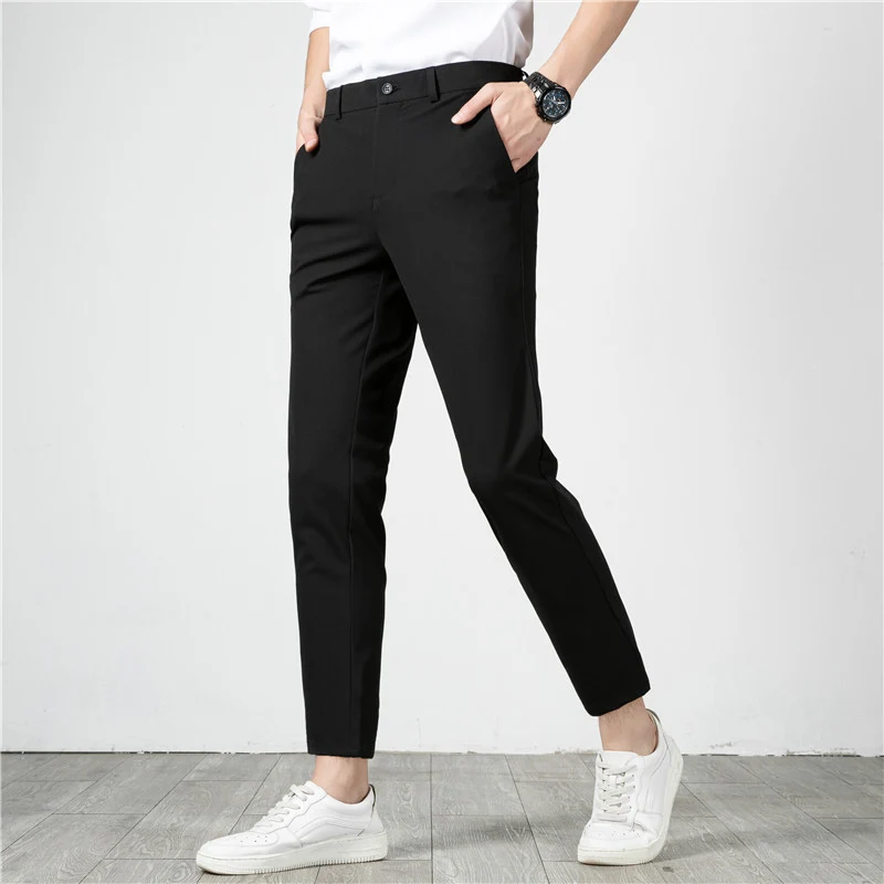 Herren Slim-Fit Stretch-Anzughose mit schmaler Knöchellänge Nord Taschen
