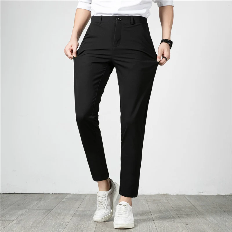 Herren Slim-Fit Stretch-Anzughose mit schmaler Knöchellänge Nord Taschen