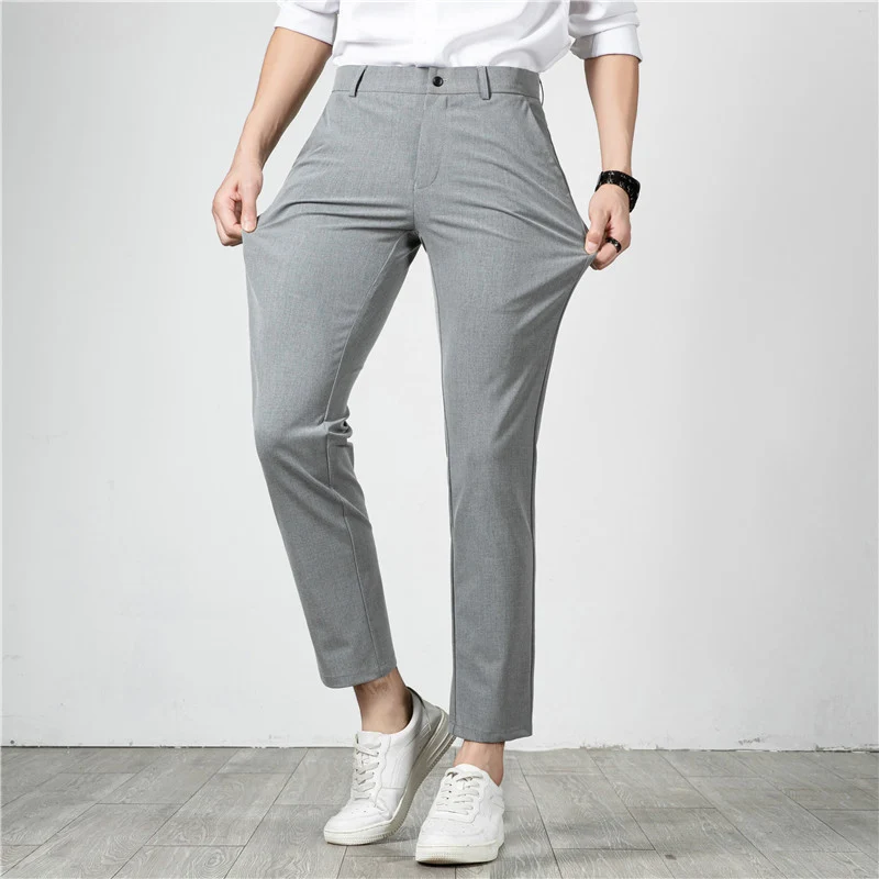 Herren Slim-Fit Stretch-Anzughose mit schmaler Knöchellänge Nord Taschen