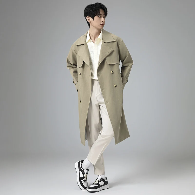 Herren Oversized Doppelreihiger Wollmix-Trenchcoat mit Schalkragen und Überschlagblende Nord Taschen