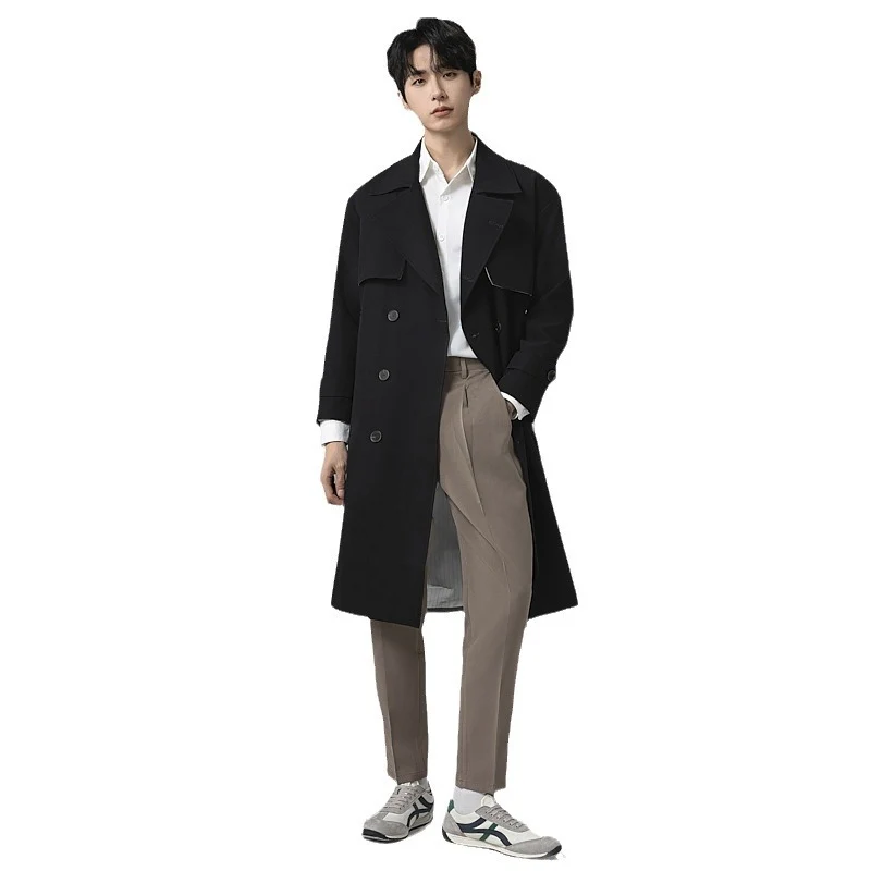 Herren Oversized Doppelreihiger Wollmix-Trenchcoat mit Schalkragen und Überschlagblende Nord Taschen
