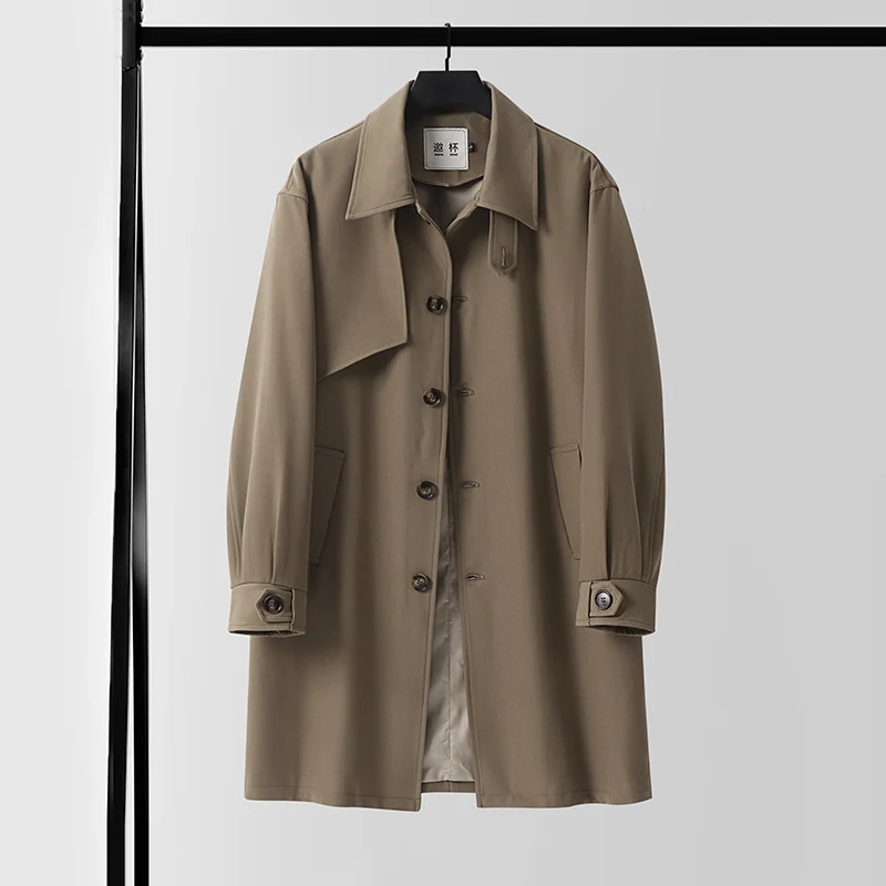 Herren Moderner wasserabweisender Trenchcoat mit verdeckter Knopfleiste und Passformoptimierung Nord Taschen