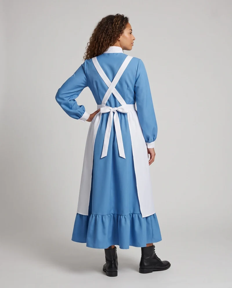 Damen historisches Krankenschwesterkleid mit Schürze und langen Ärmeln Nord Taschen