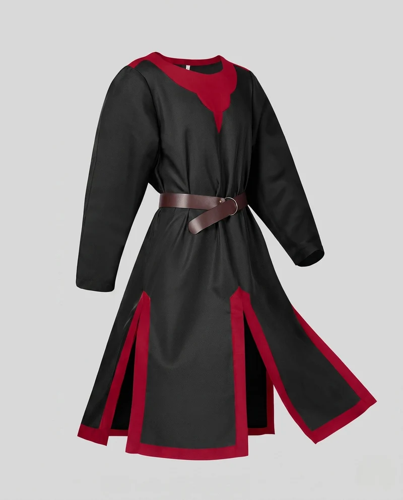Damen historisches Mittelalterkleid mit verzierten Ärmeln und dekorativem Gürtel Nord Taschen