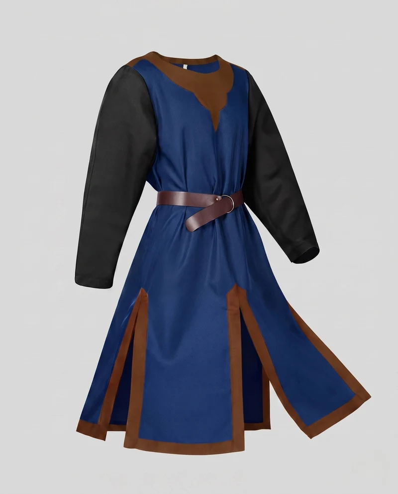 Damen historisches Mittelalterkleid mit verzierten Ärmeln und dekorativem Gürtel Nord Taschen