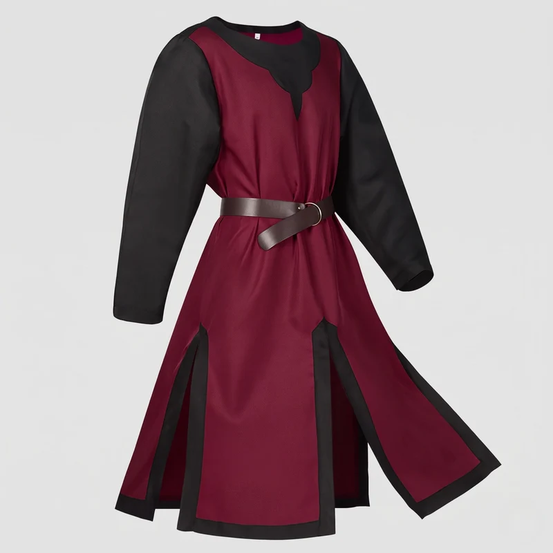 Damen historisches Mittelalterkleid mit verzierten Ärmeln und dekorativem Gürtel Nord Taschen