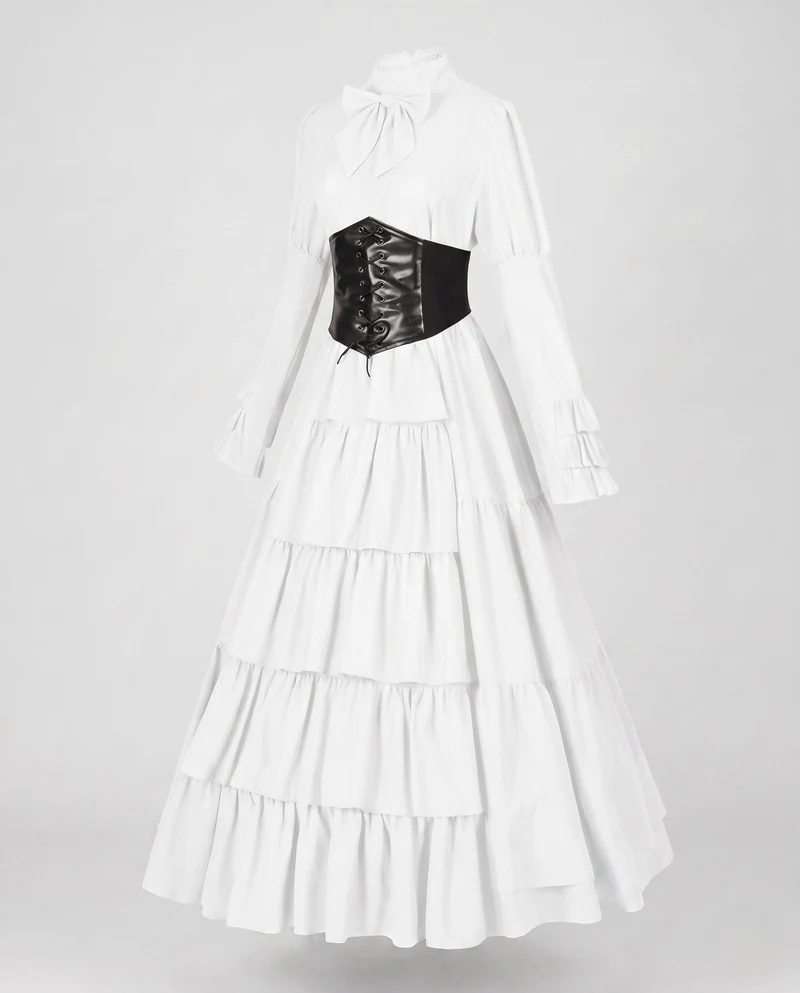 Damen historisches Rüschendress mit elegantem Taillenband Nord Taschen