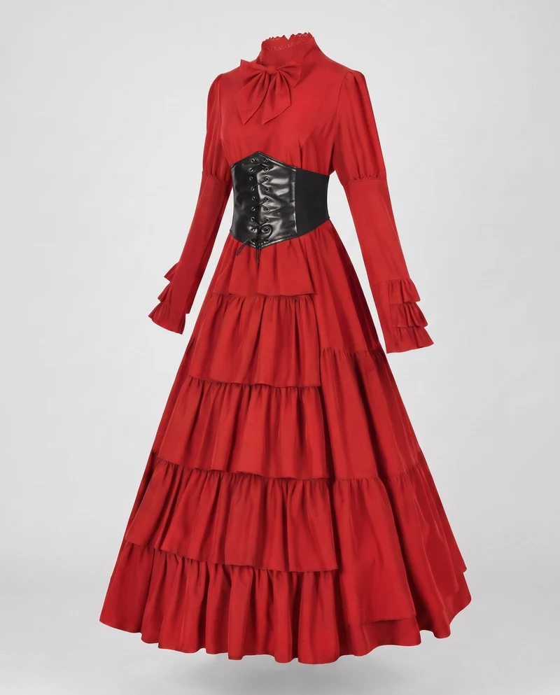 Damen historisches Rüschendress mit elegantem Taillenband Nord Taschen