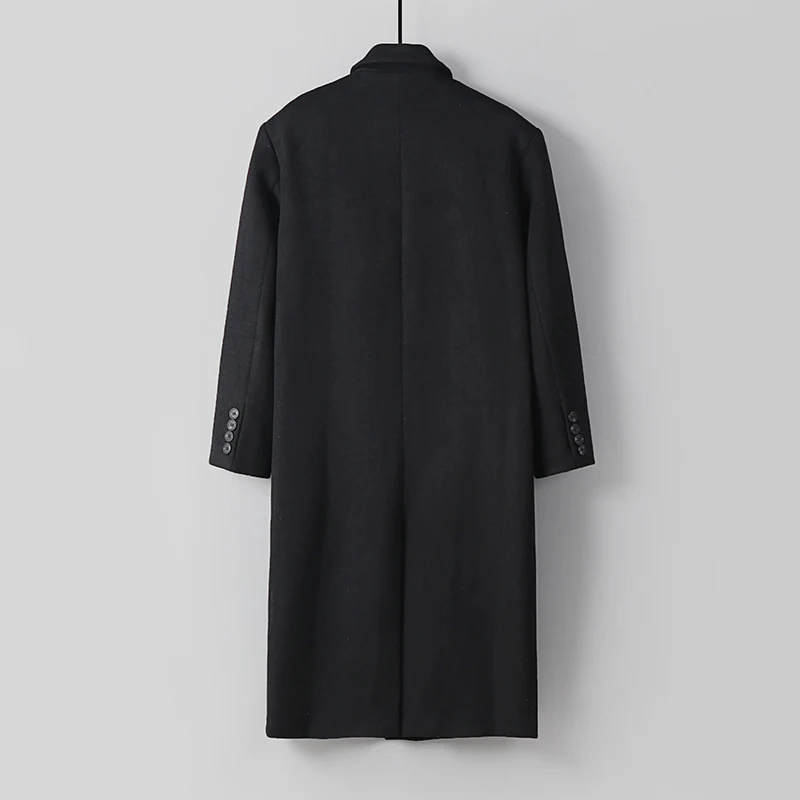 Herren Klassischer Doppelreiher-Longcoat aus Wollmischung mit Schalkragen und feiner Innenfutterverarbeitung Nord Taschen