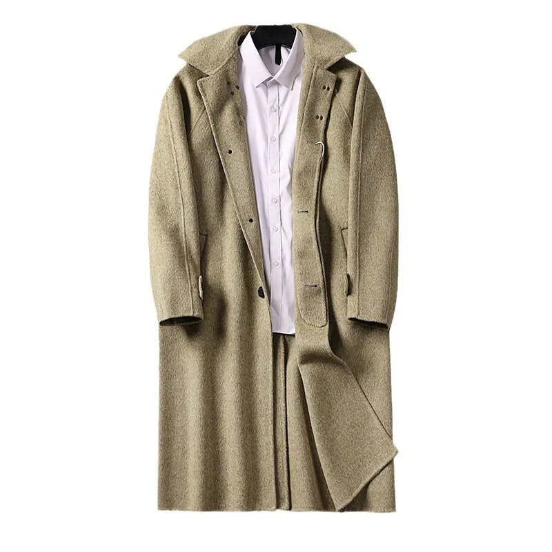 Herren Gerader Wollmix-Longcoat mit verdeckter Front und dekorativen Knebelverschlüssen Nord Taschen
