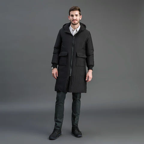 Herren Gefütterter Funktions-Parka mit Kapuze und knieumspielender Steppfüllung Nord Taschen