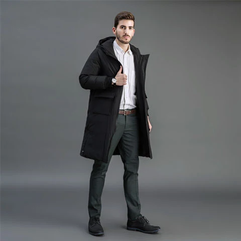 Herren Gefütterter Funktions-Parka mit Kapuze und knieumspielender Steppfüllung Nord Taschen